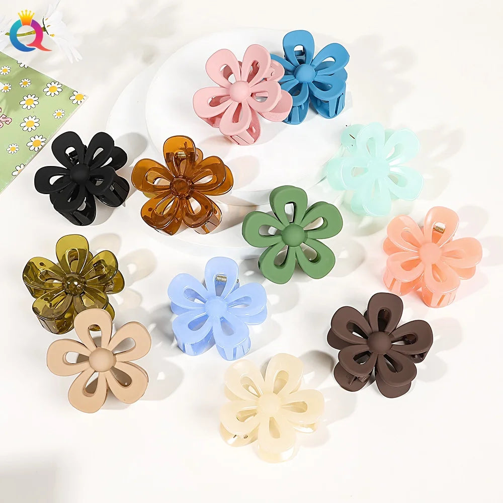 QIYUE 7cm Flower Hair Claw Clip Woman Hair Accessories