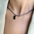 New Simple Design Non Tarnish PVD Plated Stainless Steel Chokers Blade Chain Square Crystal Pendant Necklaces