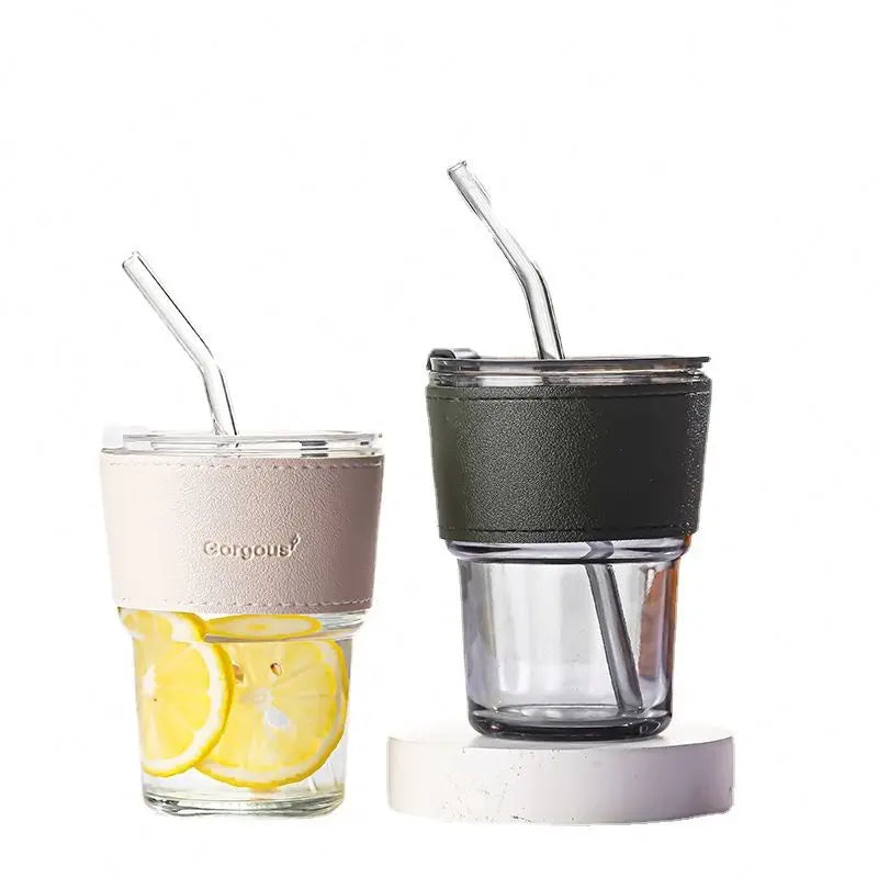 450ml Clear Blank Reusable Travel Tumbler Straw Lid Sleeve Leak-Proof Anti-Scalding Heat Insulated Modern Nordic Style