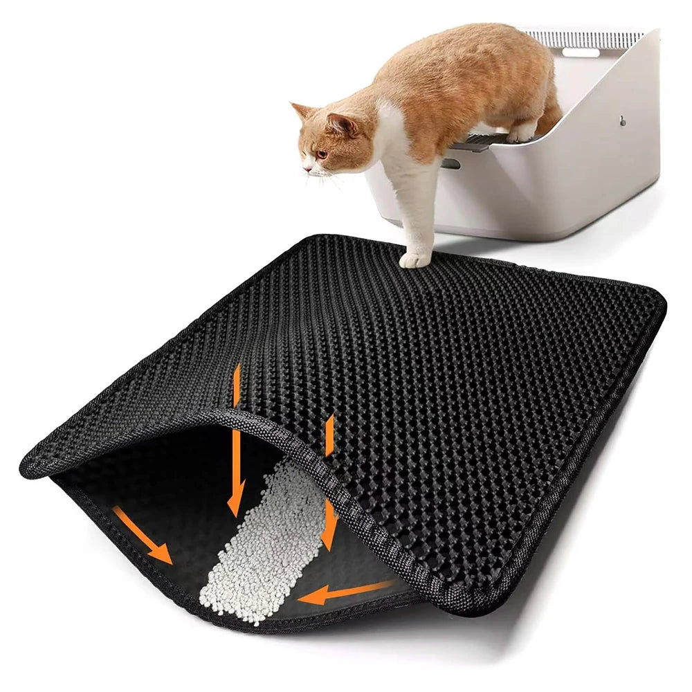 EVA Double Layer Sustainable Eco-Friendly Durable Waterproof Urine Proof Solid Modern Cat Litter Box Mat 1 Pack Easy to Clean
