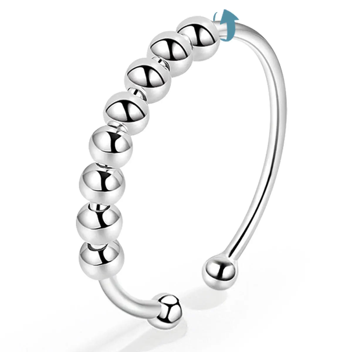 Merryshine Adjustable 925 Sterling Silver Stress Relief Rings Trendy Inlay Bead Anxiety Ring for Children for Engagement Party