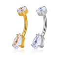 G23 ASTM F136 Titanium Teardrop Navel Ring 14G Punk Style Women's Body Piercing Jewelry Zircon Inlay for Weddings Engagements
