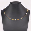 QIKU Retro Pearl Gold Color Chain Women Necklace Copper Engagement Jewelry Wedding Accessories Charm Gift Wholesale Dropshipping