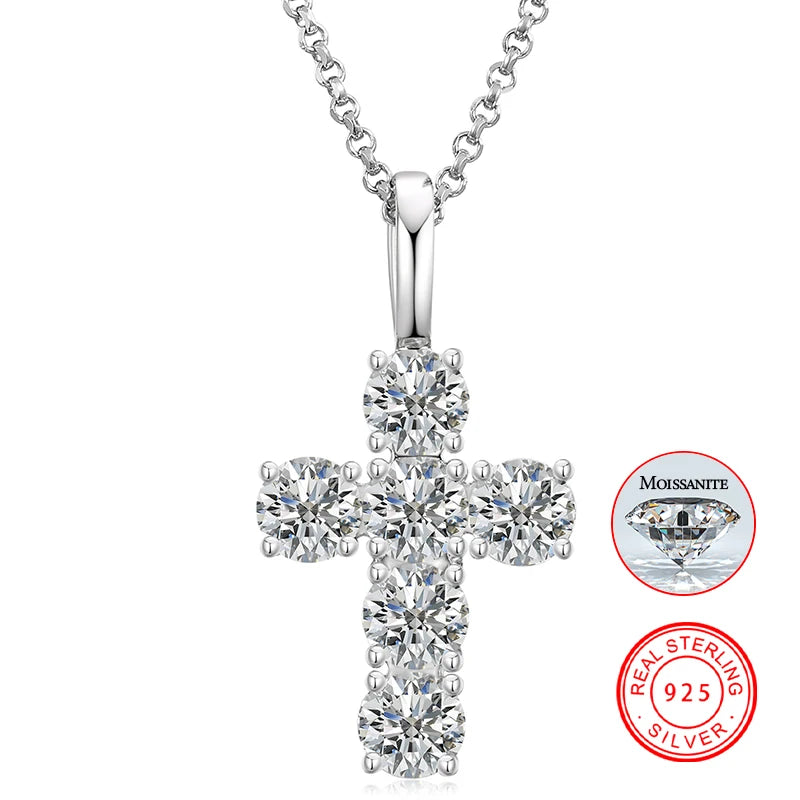 Dropshipping Fashion Jewelry Men Women 925 Sterling Silver Pass Diamond Tester VVS Moissanite Diamond Cross Pendant Necklace