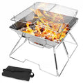 TOMITOMO Portable 304 Stainless Steel Folding Campfire Grill with Carry Bag for Picnics Backpacking Outdoor Wood Fuel