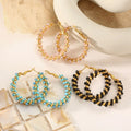 Women Fashion Jewelry Boho Rope Hoops Beaded Earrings Miyuki Seed Bead Hoop Earrings