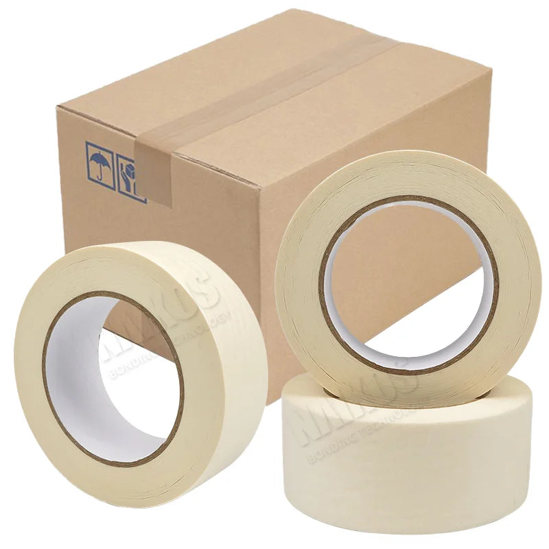 White Beige Masking Tapes Rubber Crepe Paper Painting Tape for General Purpose