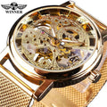 WINNER 36B Manual Mechanical Watch for Women Classy Ladies Watches 2021 Casual Wristwatch Top Brand Mesh Strap Skeleton