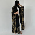 Wholesale Eid Dubai Elegant Modest Abaya Dress Autumn Winter Abaya Women Muslim Dress Gold Stamping Kaftan Open Abaya
