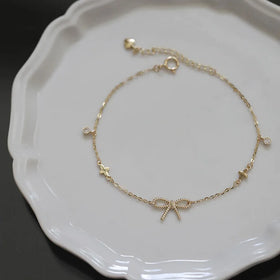 Romantic INS Cute Pure 925 Sterling Silver Bow Ties Knotted Shaped Bracelets for Women Girls Jewelry