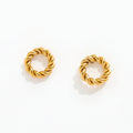 18K PVD Gold Plated Rope Round Mini Circle Stud Earrings Trendy Stainless Steel Geometric Hoop Jewelry for Anniversaries