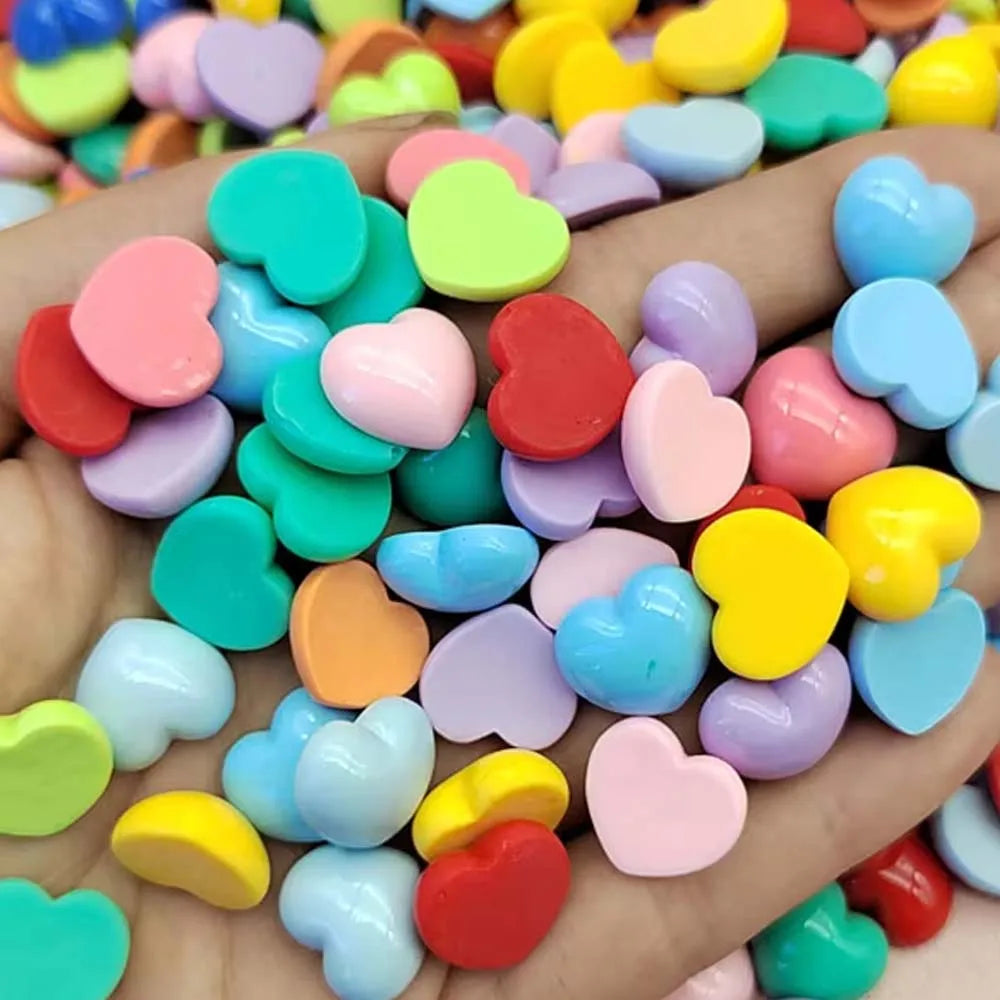 Mixed Candy Color Love Heart Flatback Resin Cabochons Mini Lovely Heart Slime Charms for Nail Art Scrapbooking Decoration