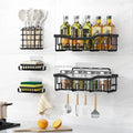 Wall Mounted Adhesive Shower Shower Caddy Organizer 5  Pack Storage Baskets & Shelf No-Punch Bathroom Iron Toiletries Organizer