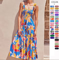 2024 European and American Women's New Commuter Sleeveless Spicy Girl Printed Long Sling Dress