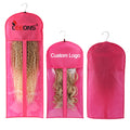 Custom Logo Extra Long Wig Packaging Bag Clear PVC Wig Hair Extensions Storage Zip Bag with Hanger