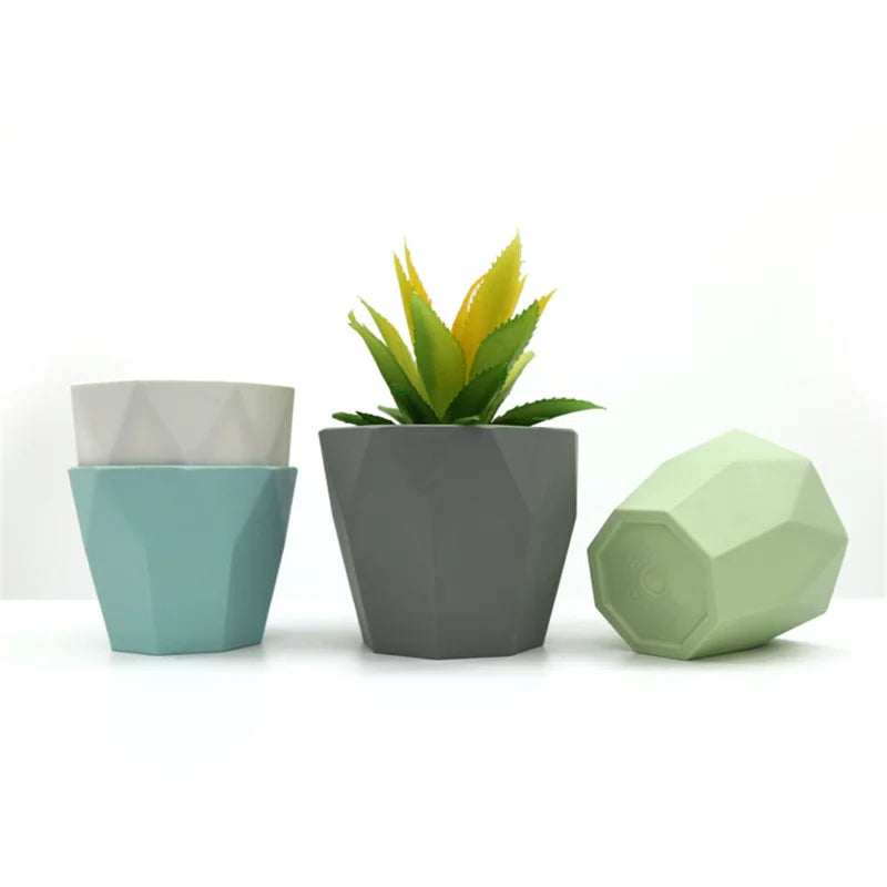 Yicai Diamond-shaped Small Plastic Flower Pot of Eu American Style Home Decor Garden Plastic Flower Pots