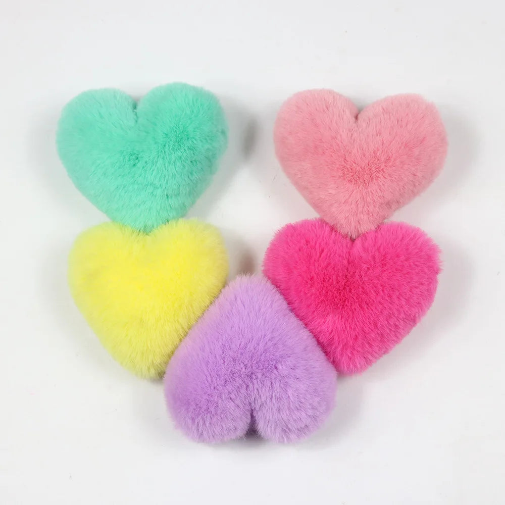 10cm Hot Sale Fashion love Heart Shaped Puff Fur Ball for Keychain Bag DIY party gift
