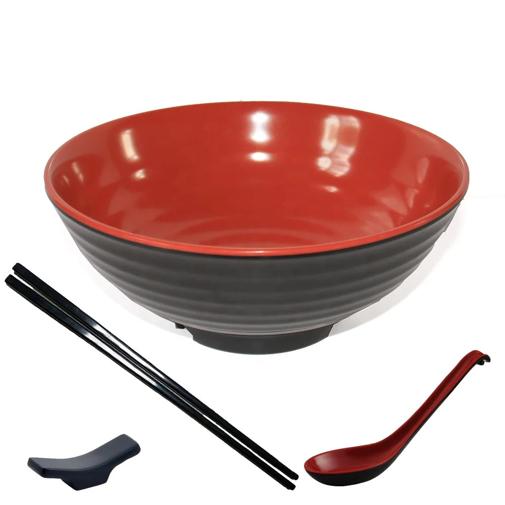 Japanese Restaurant Dinnerware Soup Serving Chopsticks Spoons Melamine Ramen Bowl Set