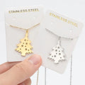 Trendy Gold Plated Stainless Steel Christmas Tree Charm Pendant Necklace Hollow Stars Design for Lovers' Gifts