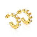 Anti-allergic Dainty Jewelry Imitation Pearl Inlaid Stainless Steel Hoop Earrings 18k Gold Plated Women C-Shaped Ear Stud