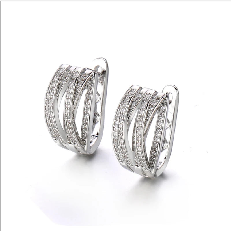 European and American Retro Multilayer Stud Earrings with Zircon New Classic Alloy Personalized Jewelry