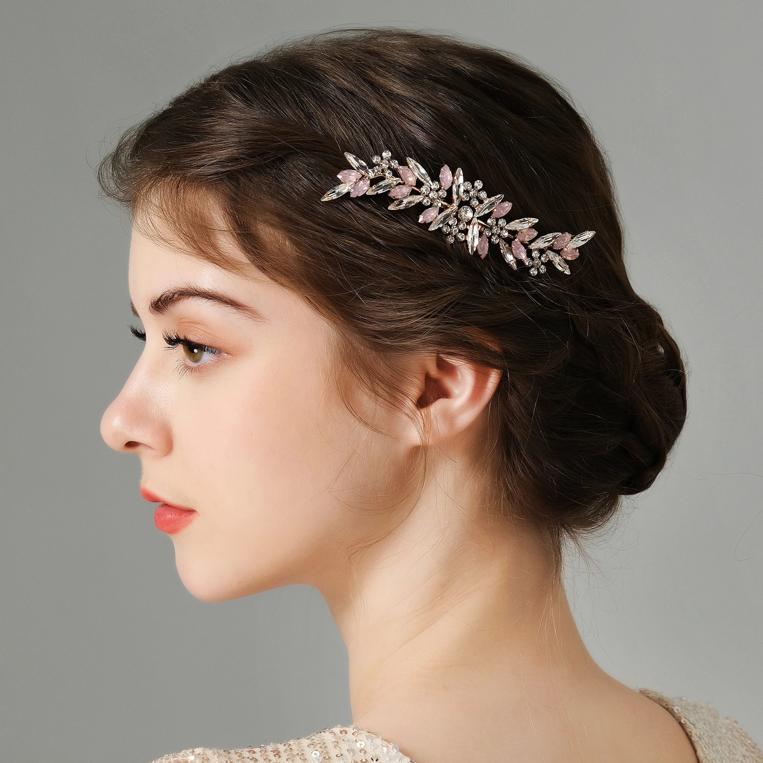 Miallo Handmade Claw Chain Rhinestone Flower Bride Side Hair Comb Wedding Bridal Hair Accessories Headpieces