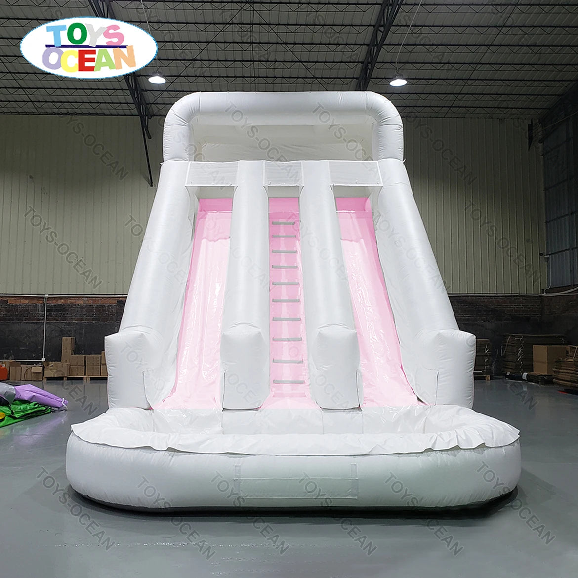 Factory Wholesale High Quality Pvc Commercial Home Backyard White Inflatable Water Slide with Pool Pastel Kids Water Slide