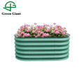 Vegetable Flowers Planter Box 17" Tall 2 in 1 Olive Green Modular Corrugated Metal Raised Garden Bed Aluzinc Galvanized Kit