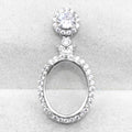 Sterling Silver 11*14mm Semi Mount Pendant Empty Frame Blank Support Setting S925 Base Holder Without Center Stone for DIY Inlay