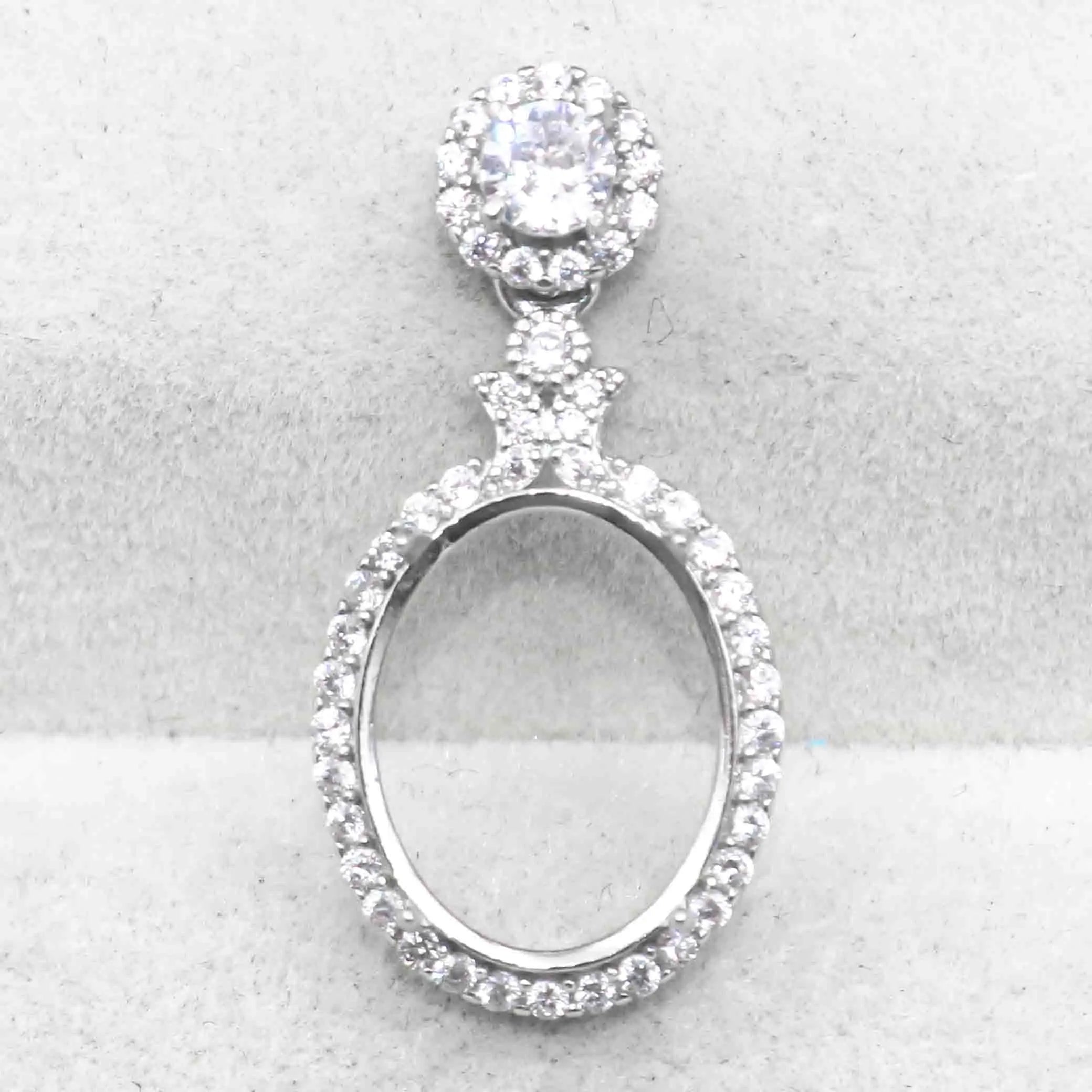Sterling Silver 11*14mm Semi Mount Pendant Empty Frame Blank Support Setting S925 Base Holder Without Center Stone for DIY Inlay