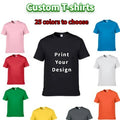 Customizable 3D Printed T-Shirt for Men Summer Cotton Collection Red White Orange Pink Black Green Colors Plus Size Front Blank