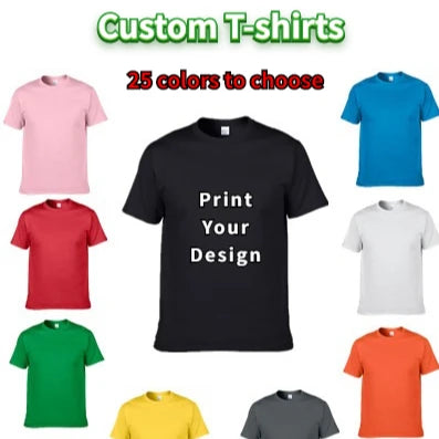 Customizable 3D Printed T-Shirt for Men Summer Cotton Collection Red White Orange Pink Black Green Colors Plus Size Front Blank