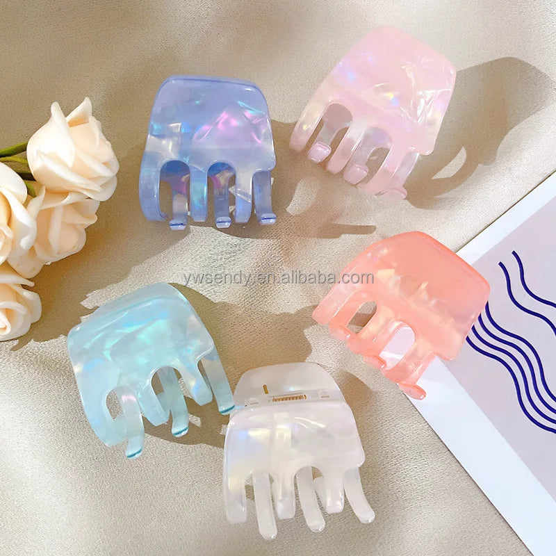 Sweet Colorful 3.2cm Mini Acetate Hair Claw Clips Women Geometric Small Clips Hair Accessories Manufacturer Wholesale