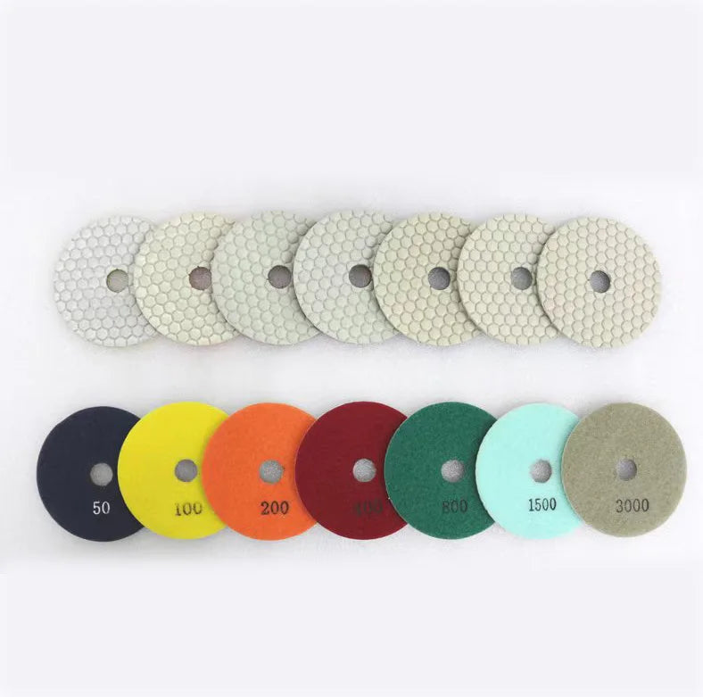 4''/100mm 7-Steps White Color Resin Diamond Dry Polishing Pads 4inch for Stone Buffing Pads Diamond Grinding Disc