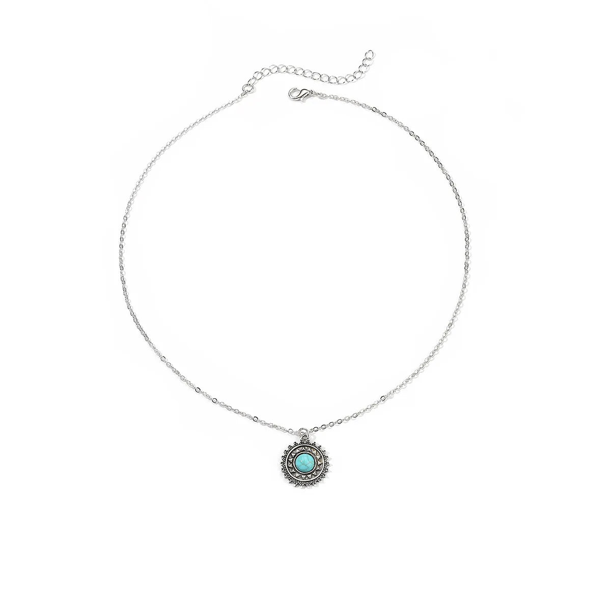2024 Vintage Bohemian Necklace Western Style Cowboy Turquoise Necklace for Woman