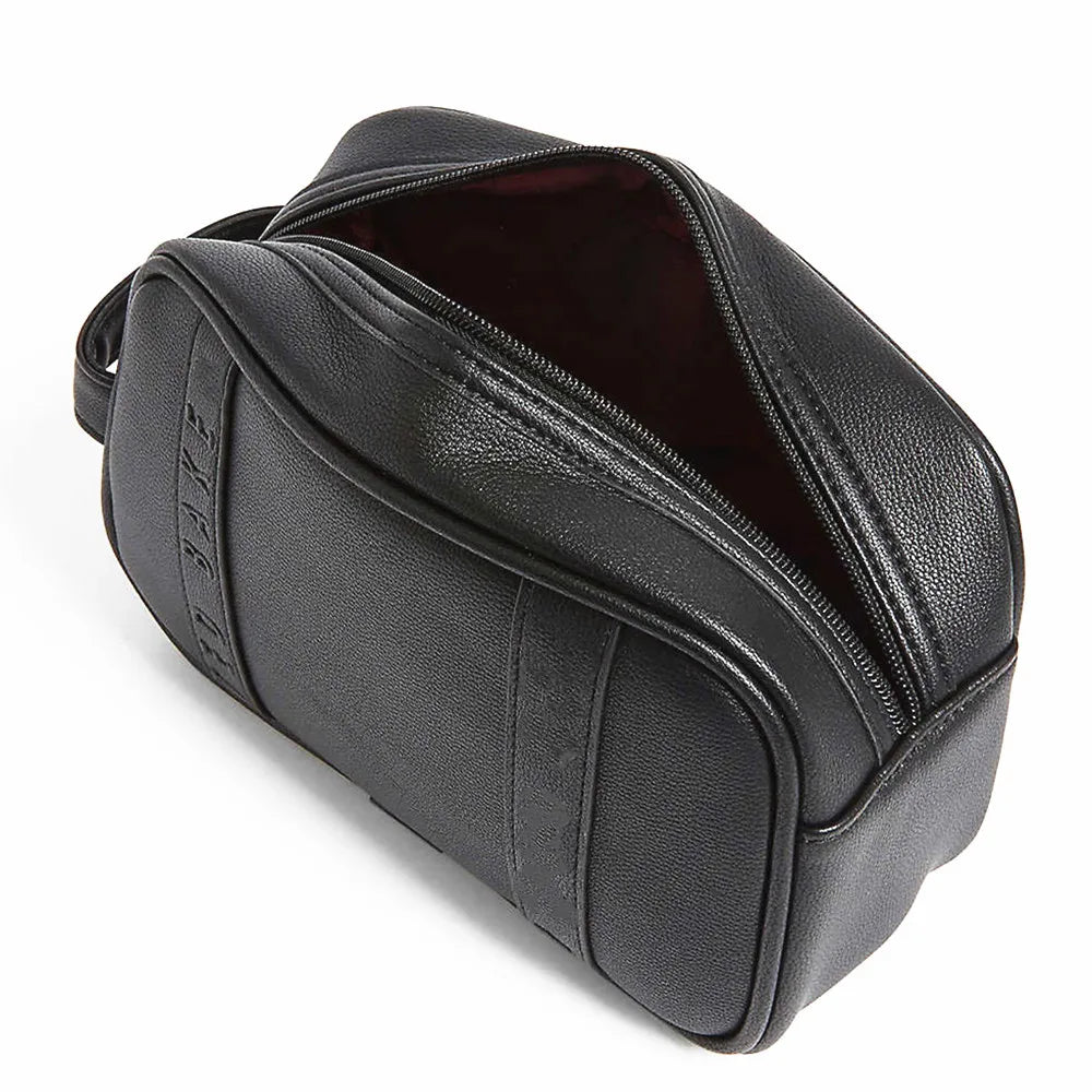 Vintage Travel Portable Large Capacity PU Leather Wash Bag Toiletry Bag Leather Hanging Wash Bag for Men