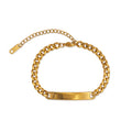 Chris April Fashion Design 316L Stainless Steel Simple PVD Gold Plated square Pendant Custom logo Charm Bracelet