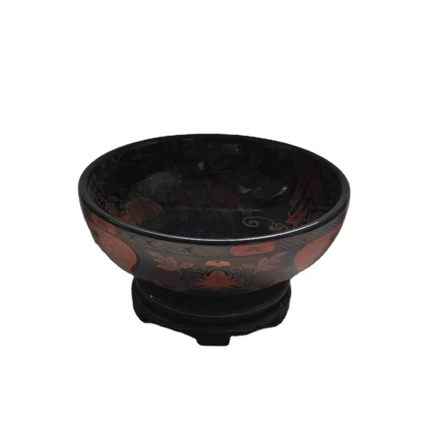 Luxury Black and Famille Rose Ceramic Basin Modern Contemporary Design 12L Capacity Bathroom Sink for Indoor and Outdoor Use