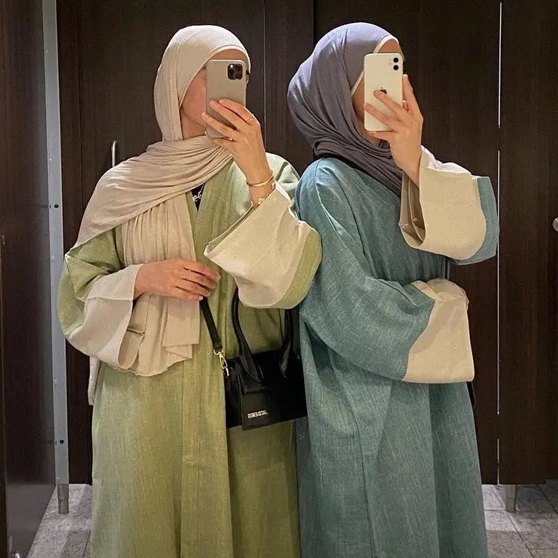 2024 Mexizo New Arrival Middle East Dubai Muslim Dresses Loose Large Size Linen Cardigan Open Abaya Women Muslim Dress