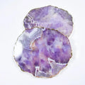 HZ Rose Quartz Crystal Stone Slice Coaster with Gold Trim Crafts