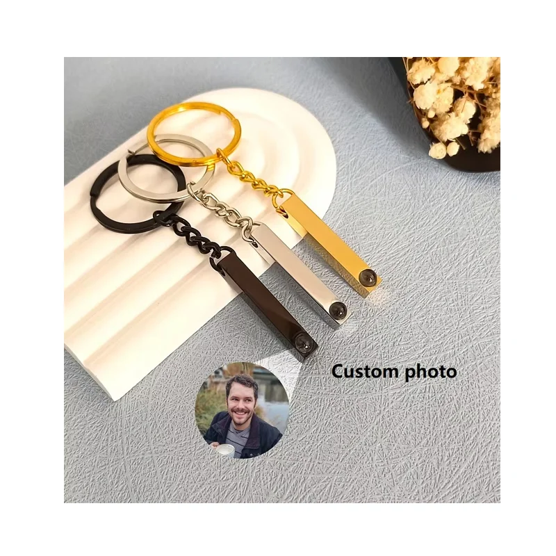 Promotional Stainless Steel Keychains Gifts Custom Name Metal Key Rings Long Rectangle Bar Pendant Keychain for Engraving Logo MegaBDM
