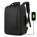 Men's PU Laptop Backpack Waterproof Expandable Business Bag with USB Charging Port Stylish Computer Daypack for Work