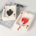 Erliao Wholesale Poker Heart Ceramic Ashtray Modern Design for Smoking Accessories High Quality Ceramic Ashtray