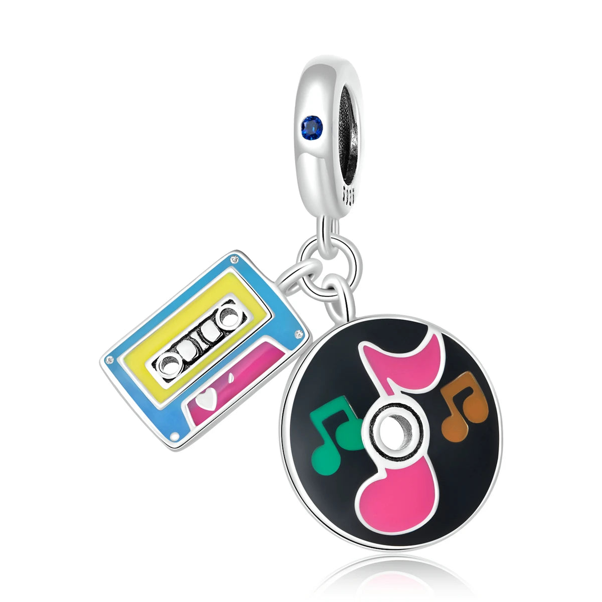 925 Sterling Silver Colorful Tape Record Charm Bead Pendant Fit Original Bracelet Necklace for Women Fine Jewelry SCC2219