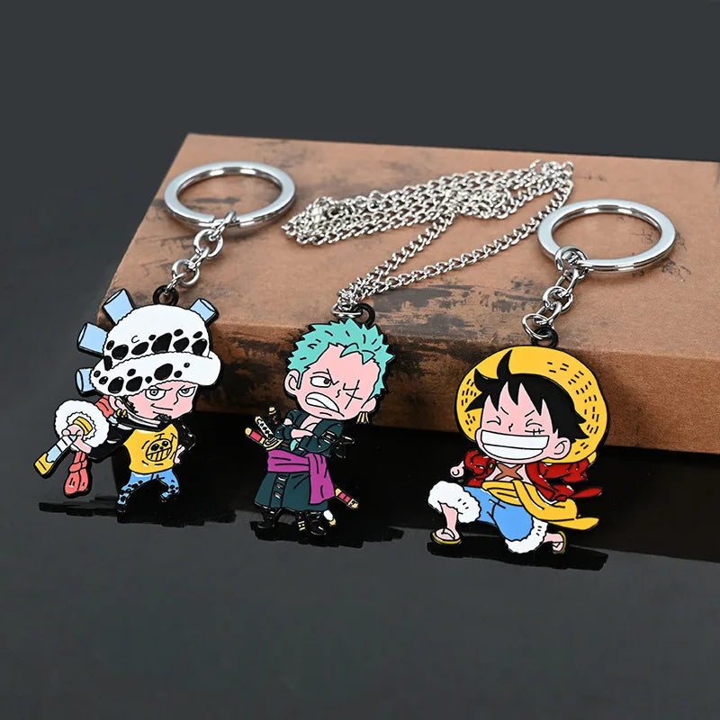Wholesale Cosplay Anime Figure Roronoa Sanji Zoro Luffy Necklace Box Pack Anime Keychain