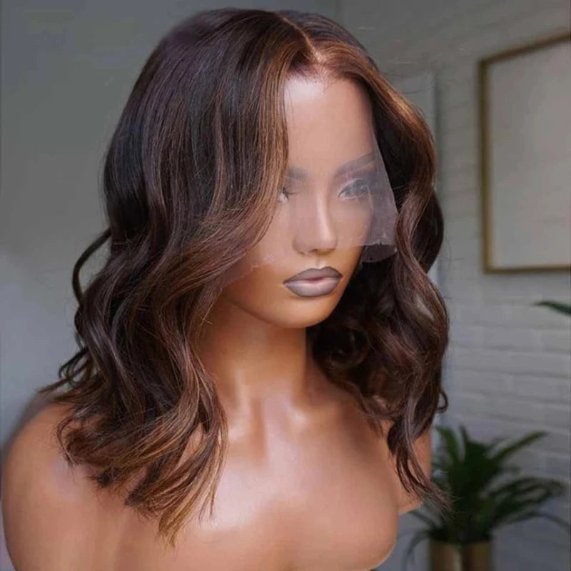Wholesale100% Virgin Brazilian Hair Highlights Body Wave Cuticle Aligned HD Lace Bob Wig MegaBDM
