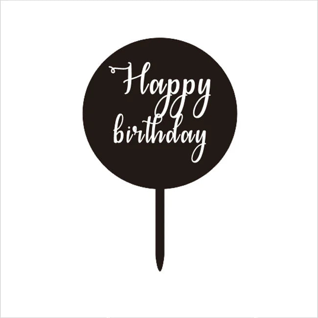 Custom Round Shape Black Happy Birthday Acrylic Cake Topper Number & Fabulous Cake Topper for Cake Decoration Cheap