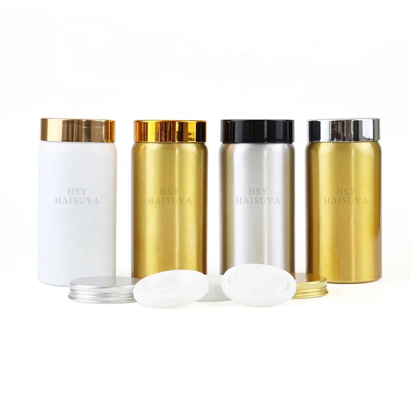 Wholesale 160ml/180ml Black Custom Color Aluminum Vitamin Bottle Lid for Cosmetic Supplements Face Cream Lotion Lipstick