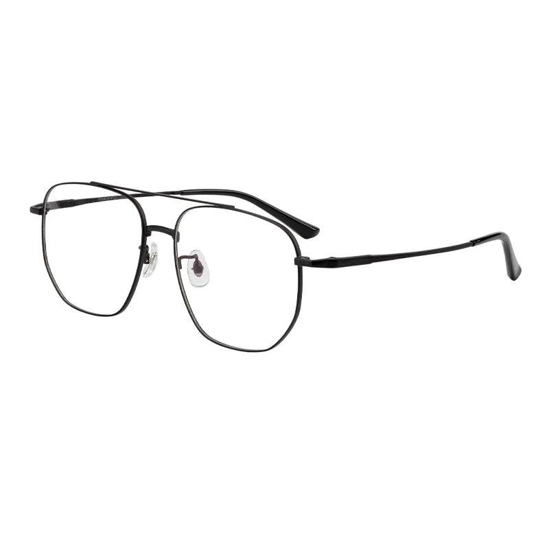 Fashion Square Big Frame Double Bridge Titanium Eyeglasses for Diamond Face Shape Optical Glasses