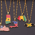 Modern Fashion Country Map Flag Necklace Amaica Africa India Jewelry Gift Pendant Necklace